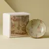 Prato de Frutas com Pé Alto em Freixo, Prato de Frutas Secas em Cerâmica, Prato para Lanches de Chá, Prato Display de Lanches com Flor de Magnólia Pintada à Mão, Prato de Lanches Doméstico
