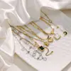 Collar Popular Transfronterizo de Acero de Titanio, Cadena para Suéter Estilo Nicho de Lujo Ligero, Cadena para Clavícula Versátil No Desvanecible de Oro de 18 Quilates
