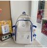 College Campus Schoolbag Mulheres Estilo Coreano Mori Estilo Fresh Style Junior High School Estudantes Cor Sólida Simples Multi-Layer Mochila de computador