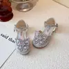 Zapatos de Princesa para Niñas 2026 Verano Nueva Moda Suela Suave Sandalias con Lentejuelas de Cristal y Moño Zapatos de Cuero Pequeños con Estilo para Bebé