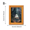 Moldura de Foto Magnética de Madeira Dupla Camada de Fantasma Novo Estilo de Halloween com Guirlanda, Decorações Magnéticas de Geladeira Retrô para Venda por Atacado