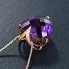 Colgante de amatista estilo coreano amatista natural amor chapado en oro rosa de 18 quilates con diamante incrustado colgante de piedra preciosa para mujer