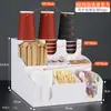 Portavasos para Cafetería y Tienda de Té con Leche, Suministros Comerciales para Bar, Caja de Almacenamiento para Servilletas de Papel y Popotes, Portavasos de Papel Desechable, Dispensador de Vasos