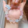 Pulsera de Cuarzo Rosa, Aventurina Blanca y Aguamarina