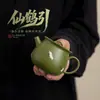 Tetera de cerámica pintada a mano con esmalte azul, pico de flor de grulla, juego de té kung fu para uso doméstico, tetera con filtro de bola, juego de tetera individual en caja de regalo