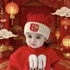 Touca de Bebê Inverno Lã Conjunto de Touca e Cachecol para Meninos e Meninas Festiva Vermelha Ano Novo Dança do Leão Touca Pulôver