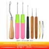 Extensiones de Cabello para Dreadlocks Crochet Hilo de Crochet Crochet 0.5mm 0.75mm Set de Herramientas de Crochet con Mango de Bambú para Dreadlocks