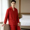 Conjunto de Pijama de Algodón Puro para Hombre y Mujer, Ropa de Casa con Cuello Solapa, Manga Larga y Pantalón Largo, Nuevo Estilo Primavera y Otoño, Tallas Grandes, Cómodo y de Corte Holgado