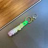 Chaveiro pingente de corda de couro com letra cor rosa choque acessórios de óleo flutuante de desenho animado pingente de chaveiro pulseira atacado