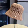 Chapéu de Pescador Liso de Tricô Vazado Vintage Versátil para Mulheres, Chapéu Bucket Respirável e Dobrável para Primavera e Verão, Faz o Rosto Parecer Menor