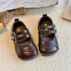 Zapatos Planos Mary Jane para Niñas 2026 Otoño Nuevo Estilo Antideslizantes Retro Estilo Francés Coreano Versátiles Doble Hebilla Zapatos Pequeños de Cuero para Niños