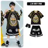 Hiphop hip-hop roupas infantis marca de moda hip-hop roupas de moda infantil meninos terno preto e amarelo meninas roupas de rua estilo solto