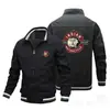 Jaqueta Longa com Manga Longa e Gola Alta Estilo Americano com Zíper, Jaqueta Bomber Baseball, Caimento Solto para Homens