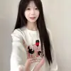 Camiseta Redonda de Manga Larga con Estampado de Letras de Nicho Personalizado para Mujer Otoño e Invierno Nueva Suelta Casual Versátil Moda Top Ins
