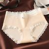 Ropa interior de encaje estilo francés de algodón puro para niña 7a Algodón puro Antibacteriano Entrepierna larga Otoño e Invierno Encaje sexy Calzones de mujer