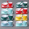  Vajilla creativa de imitación de porcelana nórdica, vajilla de melamina para hotel, juego de mesa comercial de dos colores, juego de cuatro piezas: tazón, plato, taza, palillos