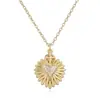 Aogu Corrente de Clavícula Moda Transfronteiriça Elegante para Mulheres Banhada a Ouro 18K Cobre Pingente Cruz Coração Zircônia Novo