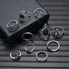 Conjunto de Anillos de Piedra Lunar de Diseño Minimalista Más Vendido Transfronterizo, Anillo Cuadrado de Diamante Negro, Joyería de Turquesa Apilable Estilo Europeo y Americano