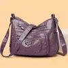 Bolso de Madre de Cuero Lavado Vintage, Bolso Multicapa de Gran Capacidad para Mujeres de Mediana Edad y Mayores, Modelo Nuevo 2026 Bolso Cuadrado Pequeño de Hombro Cruzado