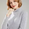 Venda Direta da Fábrica 100% Lã Pura Suéter de Tricô Feminino Gola Alta Parcial Versátil Cashmere Slim-Fit Atacado