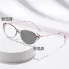 Gafas de Moda Fotocromáticas Incrustadas de Diamantes, Estilo Ojo de Gato Transfronterizo de Lujo Ligero, Gafas de Miopía Anti-Luz Azul de Gama Alta