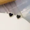 Europa y Estados Unidos transfronterizos pequeña fragancia amor gota negra aceite diamante cuadrado aretes aguja de plata S925 aretes de lujo mujeres venta al por mayor
