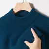 Suéter grueso para hombre al por mayor transfronterizo, nuevo estilo otoño e invierno, cuello medio alto, color liso para mediana edad, manga larga, camisa base de punto