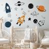 Pegatinas de pared con diseño de cohete y planeta de acuarela pintadas a mano para habitación infantil, pegatinas decorativas autoadhesivas para sala de estar y dormitorio AY90139