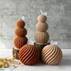 Vela Perfumada Cilíndrica Europea Casual Atmósfera Muebles Creativos para el Hogar Vela Pilar Marrón Arte Geométrico
