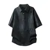 3D Novo Estilo Verão Masculino Tendência Caimento Solto Marca de Moda Estudante Polo Camiseta de Manga Curta Masculina Top Masculino Comprimento de Cinco Pontos