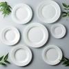 Plato Plano de Cerámica Blanco Redondo Bajo Esmalte para Uso Diario Hogar Mesa Ensalada Comida Occidental Hotel Simple Alta Temperatura