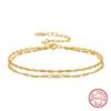 Pulseira de Prata S925 Huasheng de Zhuhai, Camada Dupla, Corrente com Padrão Floral, Corrente Ondulada, Simples e Versátil, Fabricante