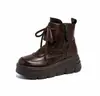 Botas Martin de Cuero Suave para Mujer 2026 Nuevas Otoño/Invierno con Forro de Terciopelo Botas Altas de Algodón Suela Gruesa que Aumentan la Altura Estilo Británico Versátiles Botines