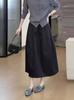 Vestido Nicho Japonês Flor Preta Botão Feminino Verão Novo Estilo Saia Aparência Slim Cobrindo Elegante Fashionável Saia Que Combina Com Tudo