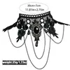 Gargantilla gótica oscura transfronteriza, collar de encaje negro para mujer, collar de clavícula de cadena multicapa, collar de borlas exageradas europeo y americano