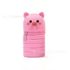 Porta-canetas de Silicone Animal de Desenho Animado Infantil, Recipiente de Caneta Dobrável Retrátil Fofo, Porta-armazenamento de Lápis Estilo Q-Cute para Alunos do Ensino Fundamental