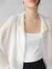 Chaqueta Cárdigan Plisada para Mujer Manga Larga Corta Exterior Blanca Camisa Protección Solar Verano Delgada Versátil Camisa Top para Mujer