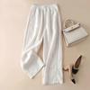 Pantalones anchos finos de lino y algodón con colgante para mujer, nuevos pantalones de primavera y verano, pantalones casuales rectos de cintura alta y holgados para mujer