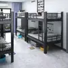 Cama alta de ferro espessado personalizada, cama de ferro de duas camadas para dormitórios estudantis, beliche duplo para funcionários
