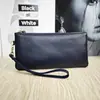 Bolso para teléfono móvil de cuero genuino transfronterizo con patrón de lichi, bolso de mano de piel de vaca simple, billetera larga simple, monedero de cuero genuino, bolsos de mano para hombres y mujeres