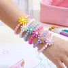 Pulsera de cuentas infantiles estilo pastoral transfronterizo con bloques de color dulce y flores, pulsera linda de cuentas redondas de margarita.