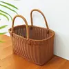 Cesta de verduras tejida, cesta de compras de supermercado, cesta de picnic portátil, cesta de frutas para el baño, cesta de mimbre para recoger al aire libre