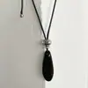 Colgante de Ágata Negra con Forma de Gota Europea y Americana Cadena para Suéter Collar de Moda de Alta Gama Joyería de Alta Gama al por Mayor Cristal Nicho