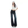 Jeans de Mezclilla Azul Transfronterizos de Cintura Alta Elásticos Micro-Flare para Mujer Estilo Nuevo Otoño 2026 Corte Delgado Moda Sencillo Versátil Acampanados
