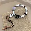 Pulseira de Corda Gato Crânio Tecido Cerâmico Feminina Estilo Chinês Borla Colorida Design de Nicho Doce Cool Pulseira