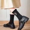 Calcetines de Lana Bordados Florales para Mujer, Calcetines de Media Pantorrilla Estilo Coreano, Calcetines Gruesos de Invierno Cálidos tipo Slouch, Calcetines Coreanos Versátiles