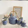 Tetera de Estilo Japonés con Asa, Juego de Té Cerámico de Gran Capacidad, Tetera para Infusión con Filtro, Adecuado para Restaurante, Casa de Huéspedes y Uso Doméstico
