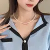 Collar de perlas de plata de ley 925 para mujer, sensación de lujo ligero de nicho de alta gama, estilo de celebridad de internet de moda, collar de perlas Swarovski