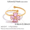 Anillo nicho acero inoxidable alta gama lujo ligero ins diseño trébol de cuatro hojas circón abierto ajustable venta al por mayor transfronteriza
