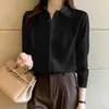 Camisa de Cetim Feminina 2026 Outono Nova Cor Sólida Profissional Estilo Coreano Solta Camisa Feminina Top Tendência